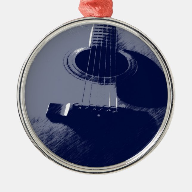 Blue Guitar Metal Ornament (Front)