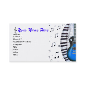 Blue Guitar Piano Keyboard & Notes Business Card