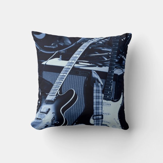 Blue Guitars 2 Throw Pillow (Front)