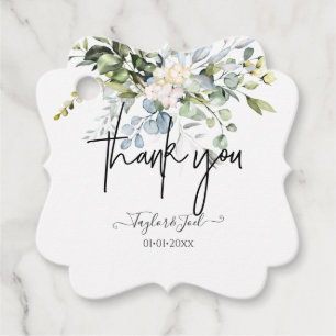 Blue Gum Eucalyptus Thank You Signature Script Favor Tags