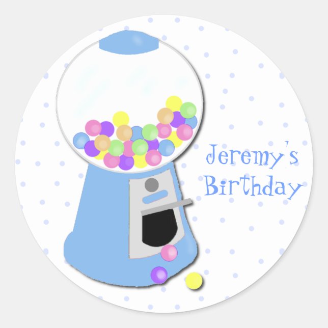 Blue Gumball Machine Party Sticker (Front)