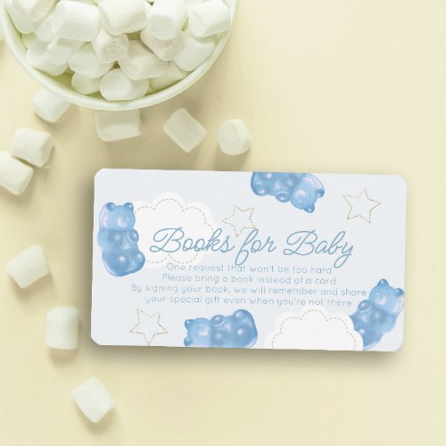 Blue Gummy Bear Baby Shower Book Request Enclosure Card