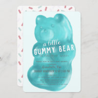 Blue Gummy Bear Boy Baby Shower Invitation