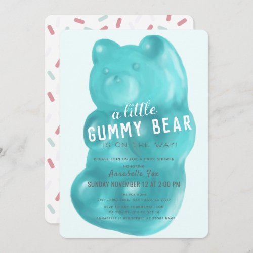 Blue Gummy Bear Boy Baby Shower Invitation