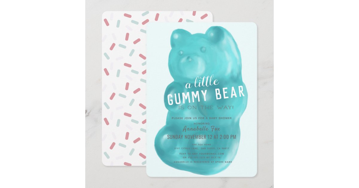 Blue Gummy Bear Boy Baby Shower Invitation | Zazzle