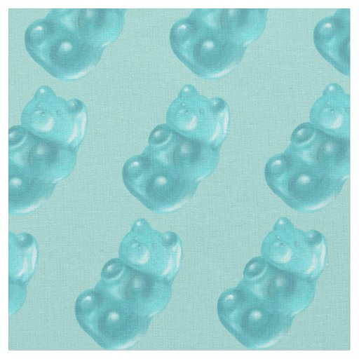 Blue Gummy Bear Pattern Fabric