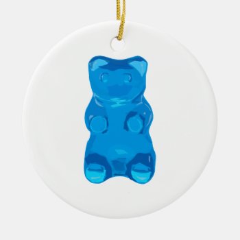 Blue Gummybear Illustration Ceramic Ornament by PatiDesigns at Zazzle