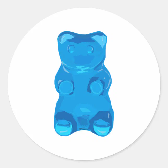 Blue Gummybear Illustration Classic Round Sticker | Zazzle