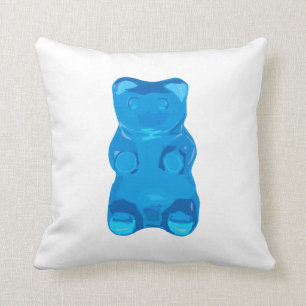 Blue Gummybear Illustration Throw Pillow