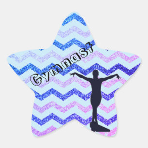 Blue Gymnast Chevron Gymnastics Stickers