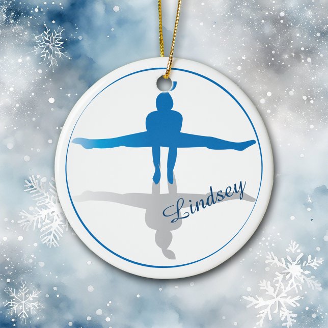 Blue Gymnast Personalized Ceramic Ornament (Creator Uploaded)