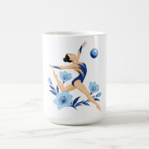 Blue gymnast with flowers