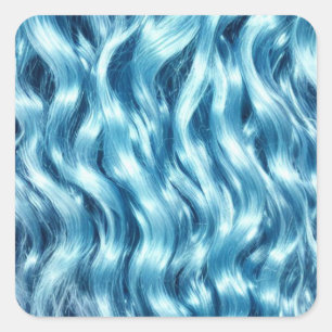 Blue Hair Background Square Sticker