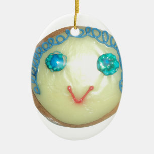 Blue Hair Emoji Art Print/Graphic Ceramic Ornament