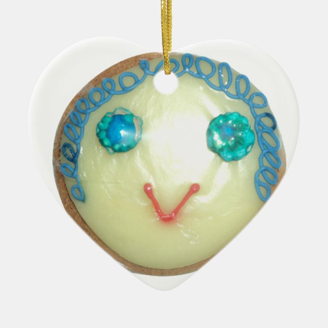 Blue Hair Emoji Art Print/Graphic Ceramic Ornament (Front)