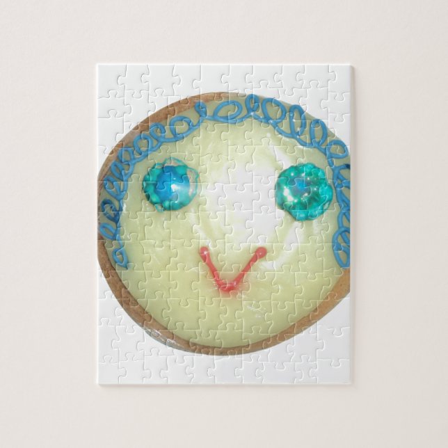 Blue Hair Emoji Art Print/Graphic Jigsaw Puzzle (Vertical)