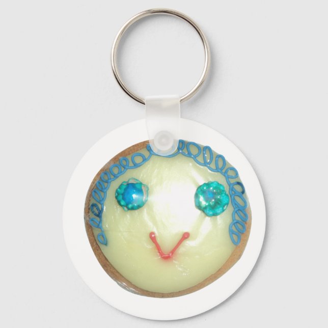 Blue Hair Emoji Art Print/Graphic Keychain (Front)
