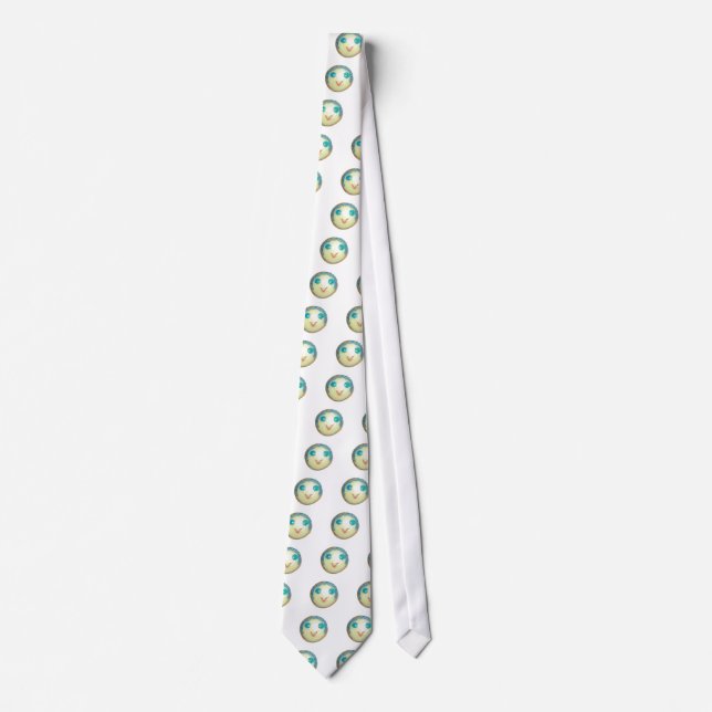 Blue Hair Emoji Art Print/Graphic Neck Tie (Front)