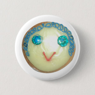 Blue Hair Emoji Art Print/Graphic Pinback Button