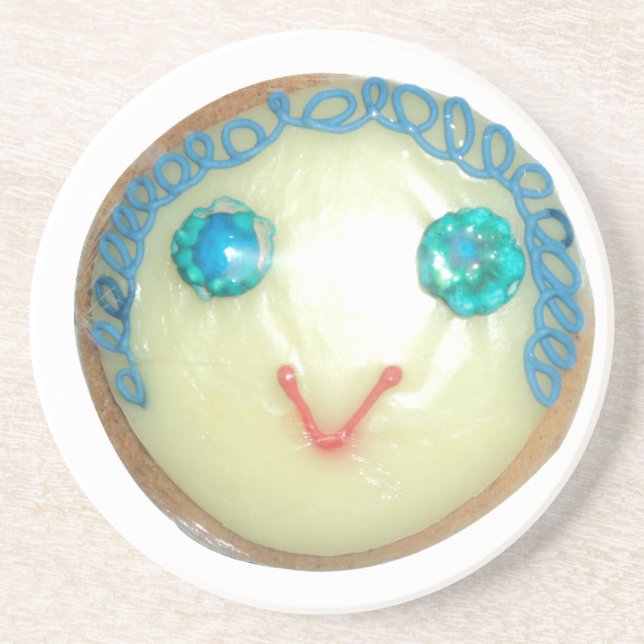 Blue Hair Emoji Art Print/Graphic Sandstone Coaster (Front)