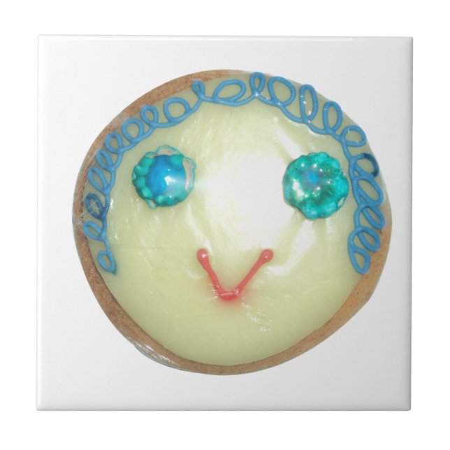 Blue Hair Emoji Art Print/Graphic Tile (Front)