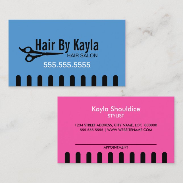Blue Hair Salon Stylist with Appointment (Front/Back)