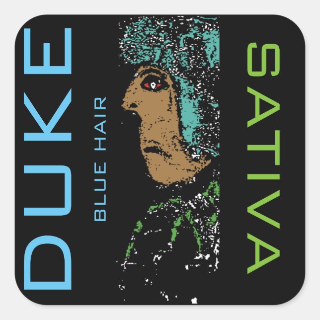 BLUE HAIR SATIVA SQUARE STICKER (Front)