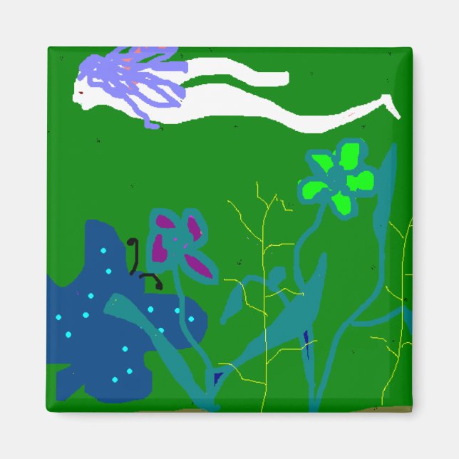 blue hair swim magnet (Front)