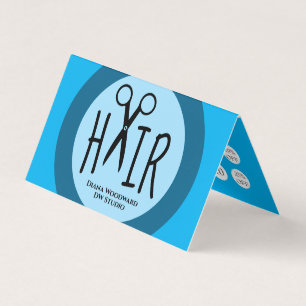 Blue Hairdressers Folded Business Loyalty Card