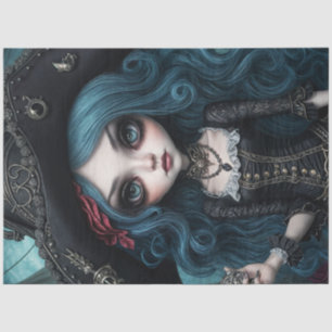 Blue Haired Disheveled Pirate Girl Decoupage Paper