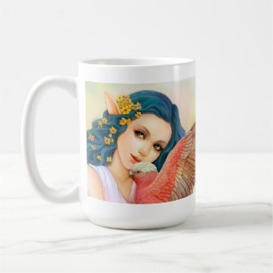 Blue haired elf and her galah coffee mug