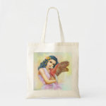 Blue Haired Elf And Her Galah Realistic Painting Tote Bag