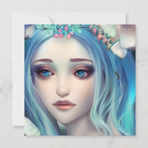 Blue Haired Fairy  Fantasy Art