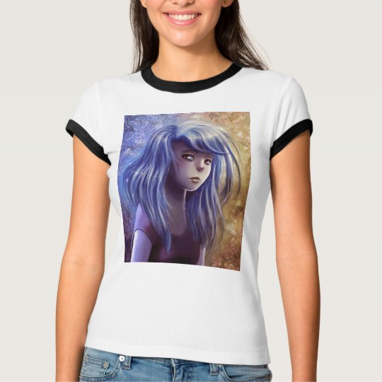 Blue Haired Girl Portrait T-shirt