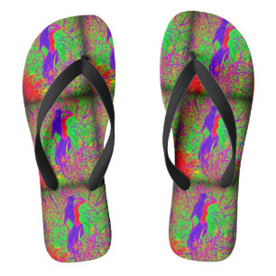 blue-haired hippie groovy mermaid flip flops