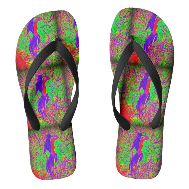 blue-haired  hippie groovy mermaid flip flops (Footbed)
