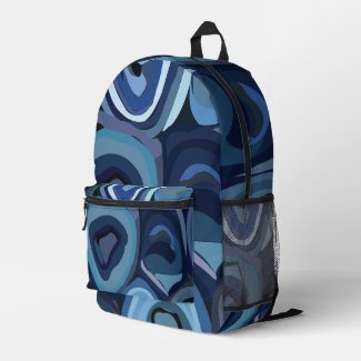 Blue Half Circles Abstract Geometric Printed Backpack