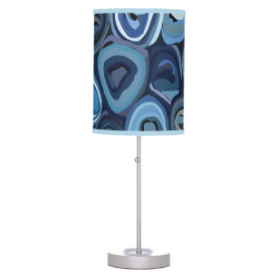 Blue Half Circles Abstract Geometric Table Lamp