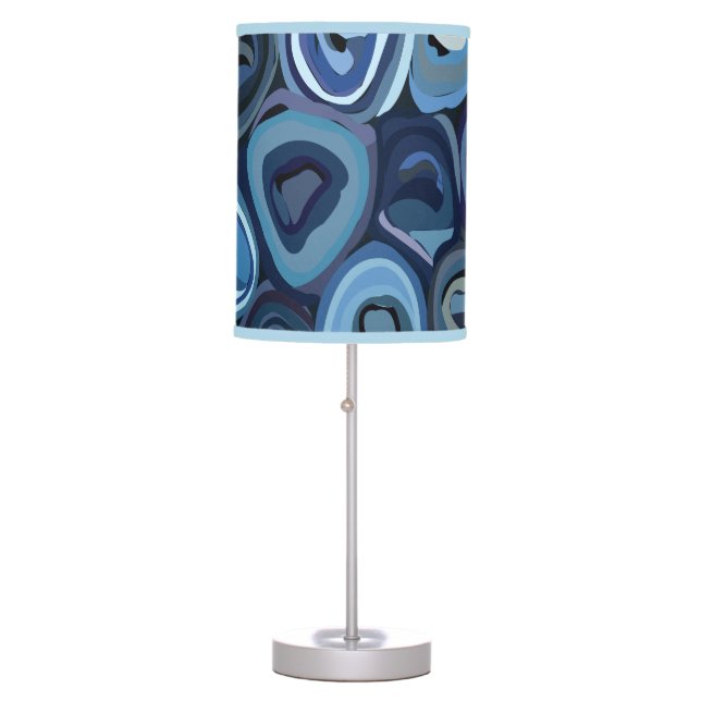 Blue Half Circles Abstract Geometric Table Lamp (Front)