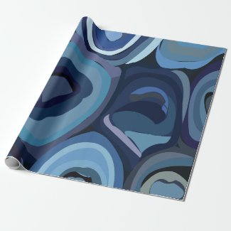 Blue Half Circles Abstract Geometric Wrapping Paper