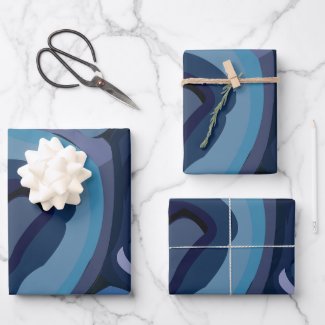 Blue Half Circles Abstract Geometric Wrapping Paper Sheets