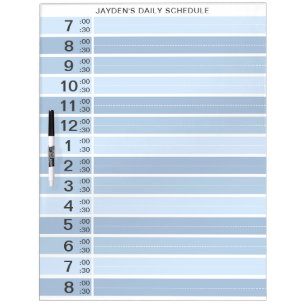Blue Half Hour Boy Schedule Custom Daily Planner Dry Erase Board