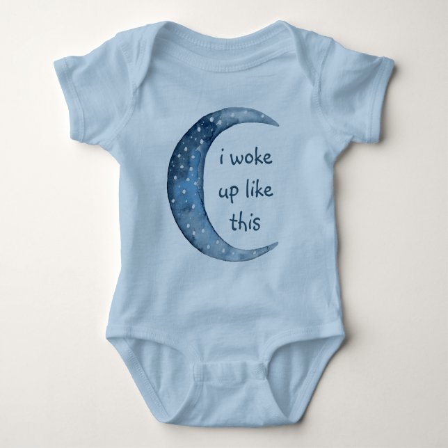 Blue Half Moon | Boy Baby Custom Text Baby Bodysuit (Front)