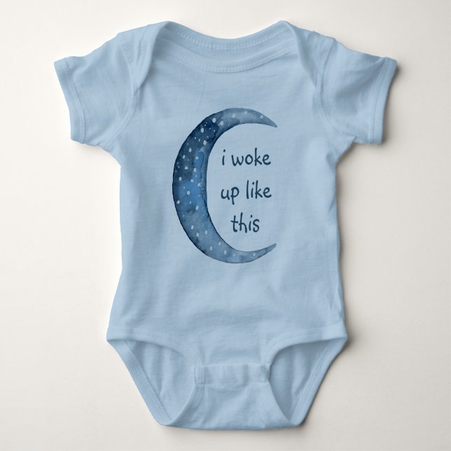 Blue Half Moon | Boy Baby Custom Text Bodysuit (Front)