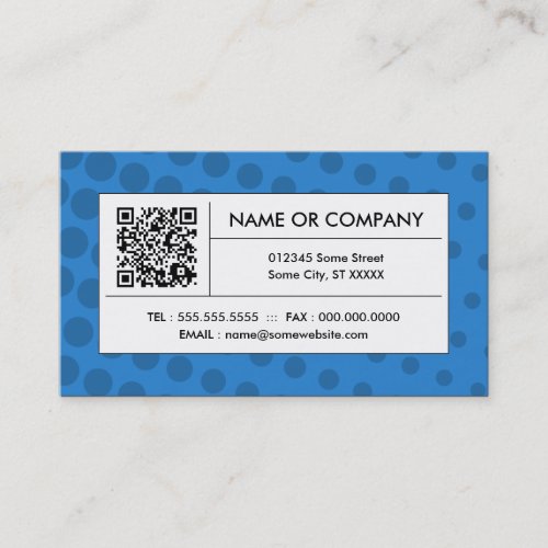 blue halftone QR code Business Card Template