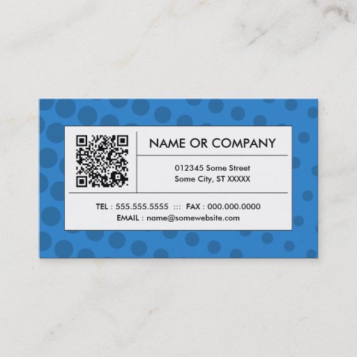 Customizable blue halftone QR code Business Card Template
