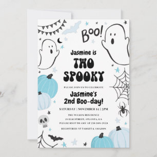Blue Halloween 2nd Birthday Invitation