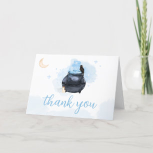 Blue Halloween A Baby is Brewing Baby Shower Letterpress Thank You Card