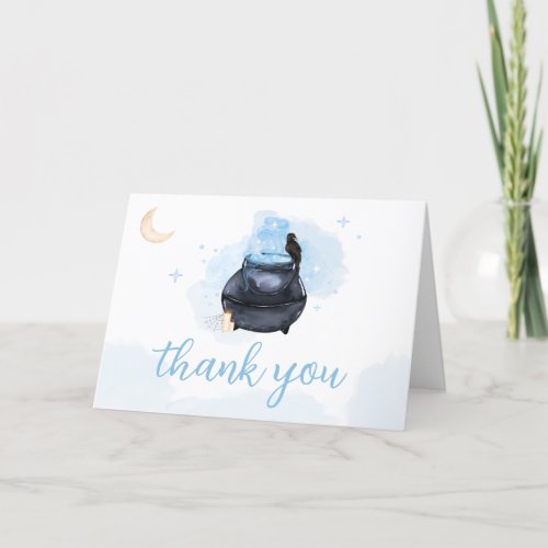 Blue Halloween A Baby is Brewing Baby Shower  Thank You Card