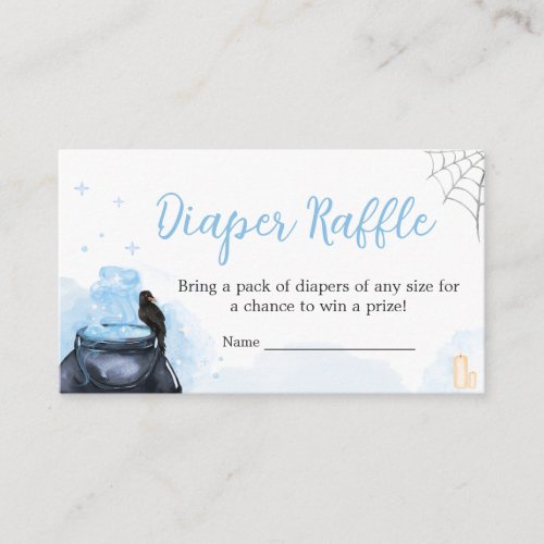 Blue Halloween A Baby is Brewing Diaper Raffle  Enclosure Card